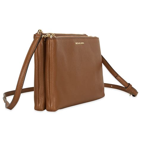 michael kors adele double zip crossbody brown|Michael Kors double zipper crossbody.